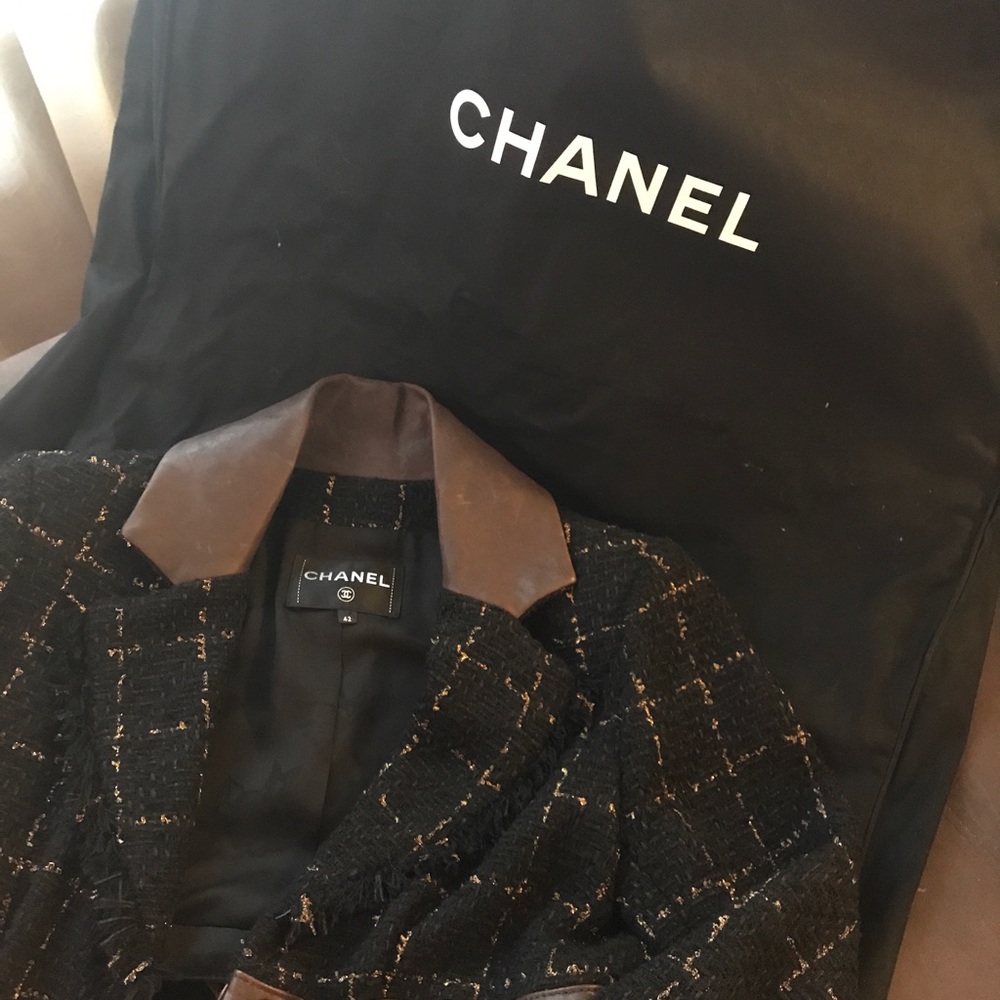 $$SOLD$$RARE $6700 CHANEL  BLACK PLAID BLAZER JACKET FR42 - Picture 11 of 14